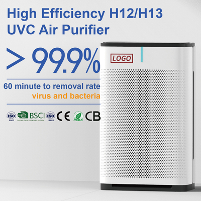 H13 HEPA Filter UV معقم هواء سطح المكتب لتنقية الهواء للمكتب